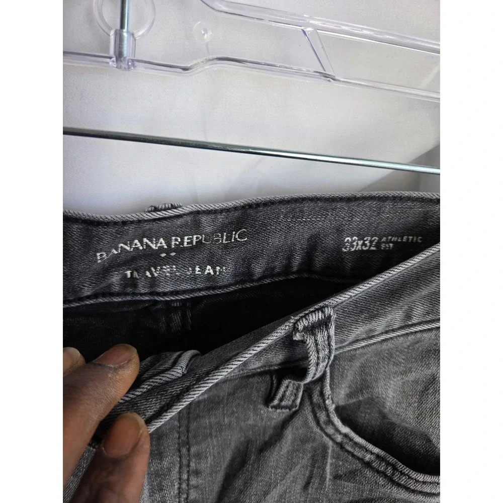 Banana Republic Travel Jeans Mens  Athletic Fit Faded Black Denim Pants